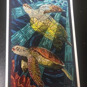Lantern Press, Sea Turtles, Paper Mosaic, Postcard
